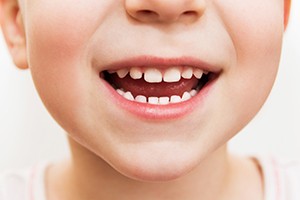 Closeup of child with healthy smile
